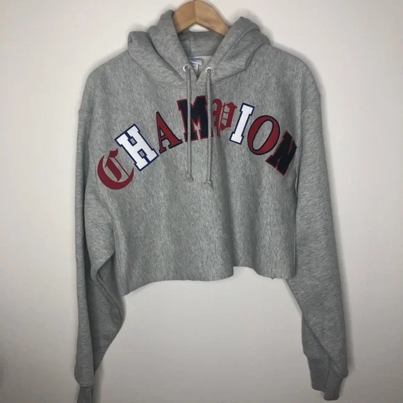 Champion Reverse Weave Crop Cut Off Hoodie L - Picture 5 of 9